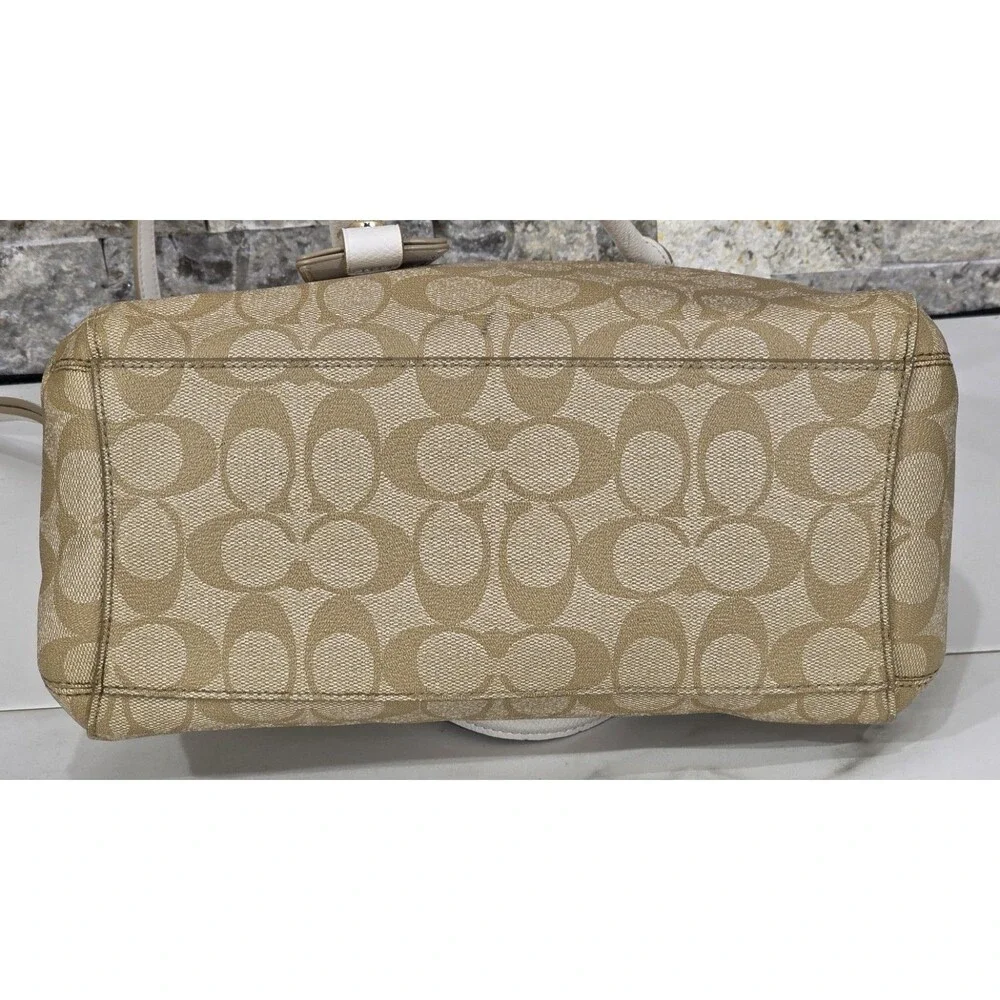Coach Mini Margot Carryall Khaki Brown Signature C Coated Canvas Purse F34065